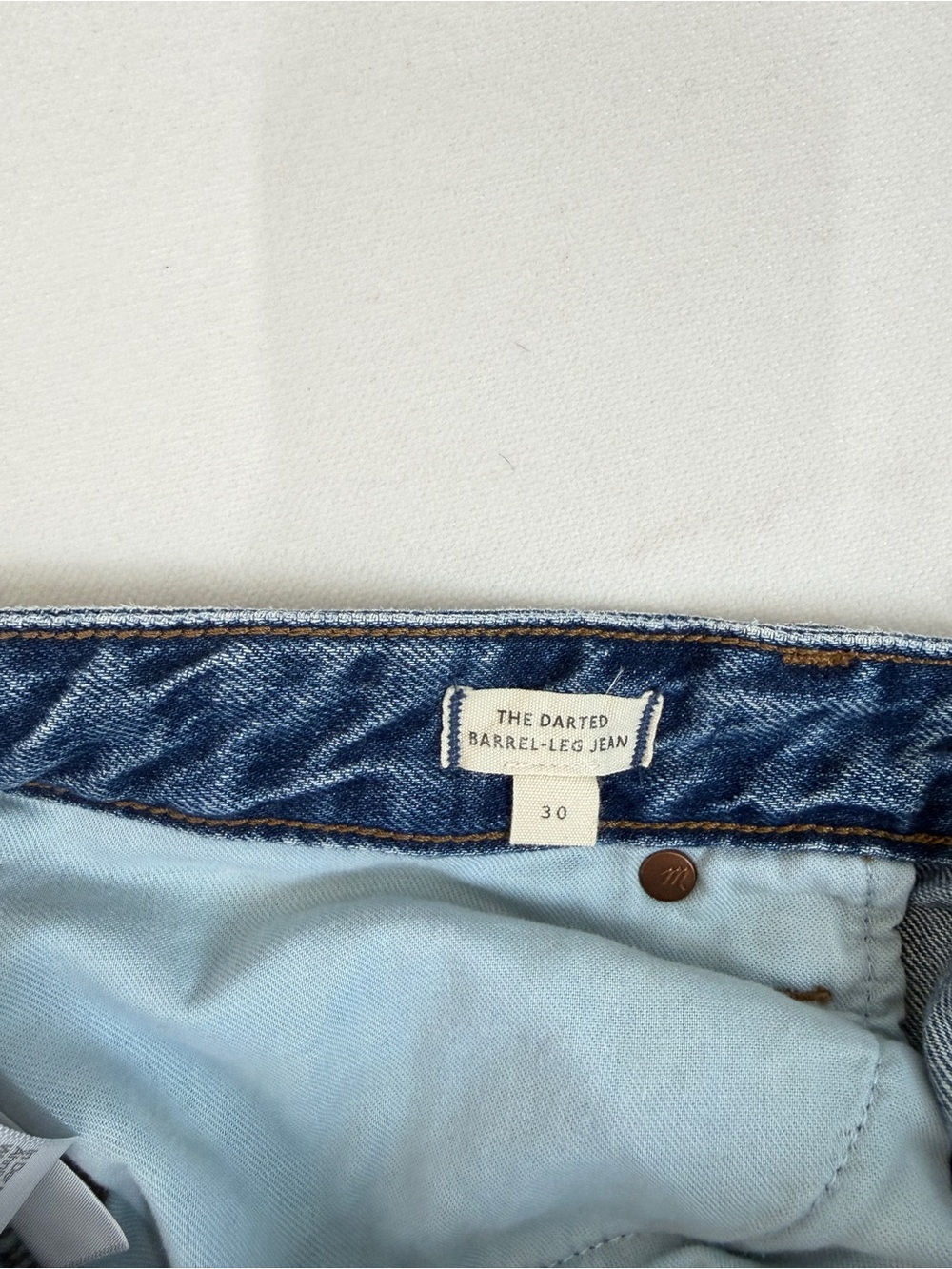 Madewell The Darted Barrel Leg Jeans Women's Sz 30 Cropped Blue Casual Capsule - Picture 5 of 8